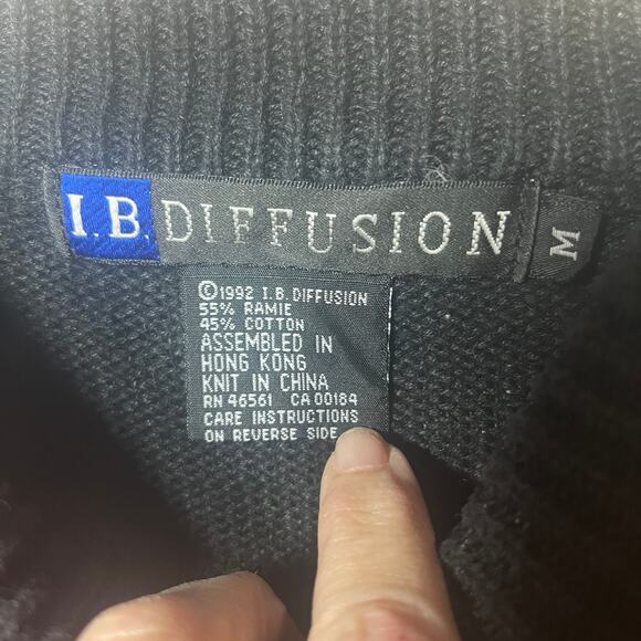 VTG 90s B. Diffusion Sweater Black Multi Embroidered Floral Beaded Artsy M - Picture 7 of 8